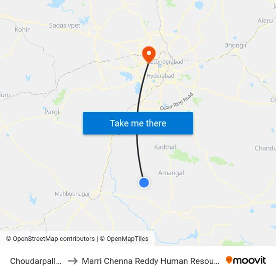 Choudarpally Twd Midjil to Marri Chenna Reddy Human Resources Development Institute map