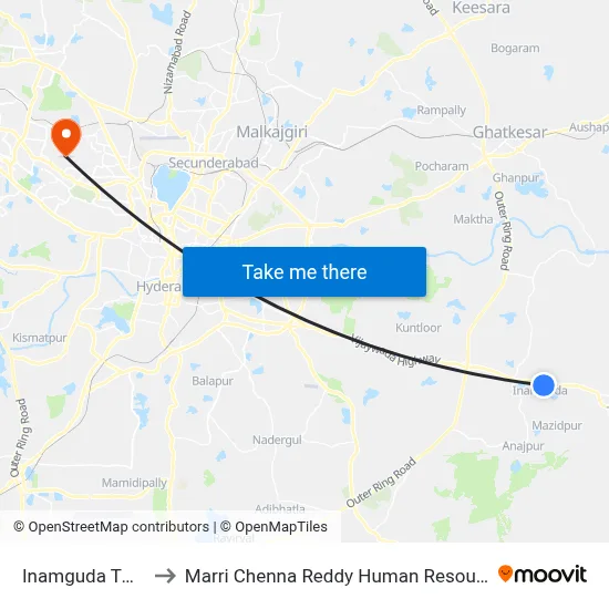 Inamguda Twd Nalgonda to Marri Chenna Reddy Human Resources Development Institute map