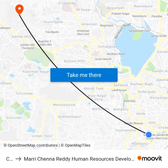 Cbs to Marri Chenna Reddy Human Resources Development Institute map