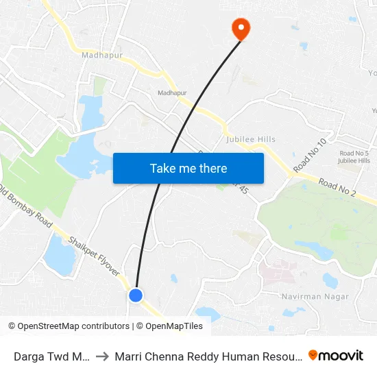 Darga Twd Mehdipatnam to Marri Chenna Reddy Human Resources Development Institute map