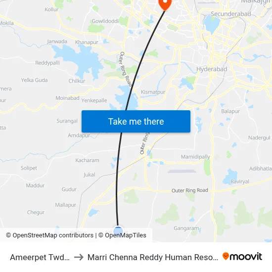Ameerpet Twd Shamshabad to Marri Chenna Reddy Human Resources Development Institute map