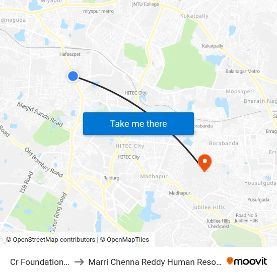 Cr Foundation Twd Hafizpet to Marri Chenna Reddy Human Resources Development Institute map