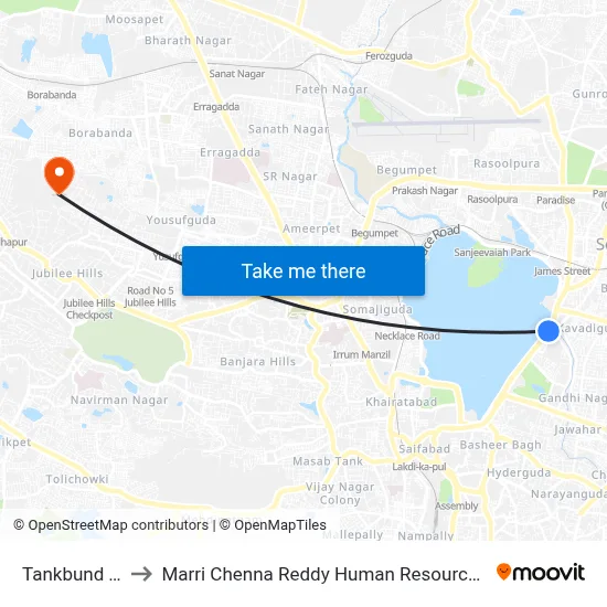 Tankbund Twd Cbs to Marri Chenna Reddy Human Resources Development Institute map