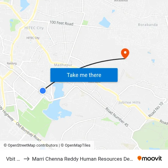 Vbit Park to Marri Chenna Reddy Human Resources Development Institute map