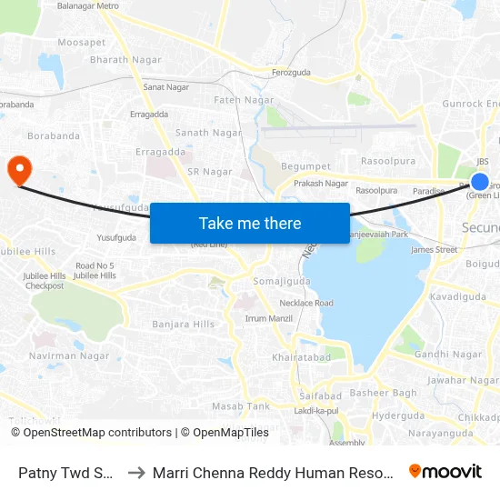 Patny Twd Secunderabad to Marri Chenna Reddy Human Resources Development Institute map