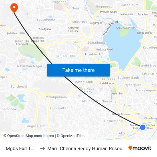 Mgbs Exit Twd Afzalgunj to Marri Chenna Reddy Human Resources Development Institute map