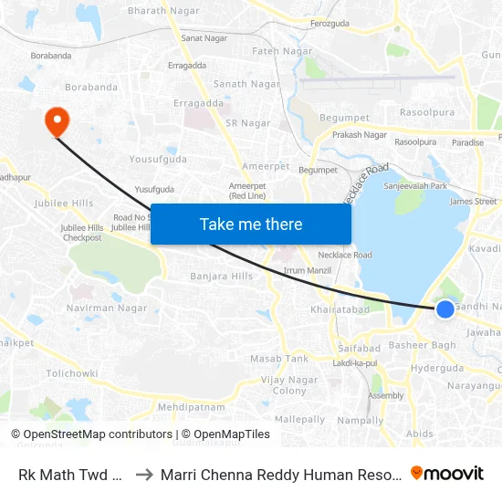 Rk Math Twd Secunderabad to Marri Chenna Reddy Human Resources Development Institute map