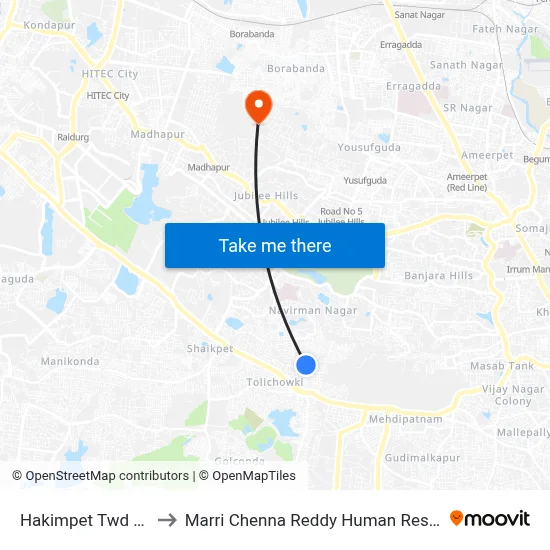 Hakimpet Twd Hakimpet Kunta to Marri Chenna Reddy Human Resources Development Institute map