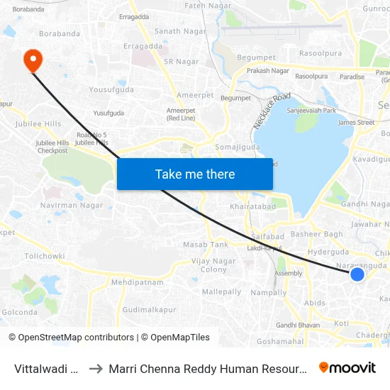 Vittalwadi Twd Ymca to Marri Chenna Reddy Human Resources Development Institute map
