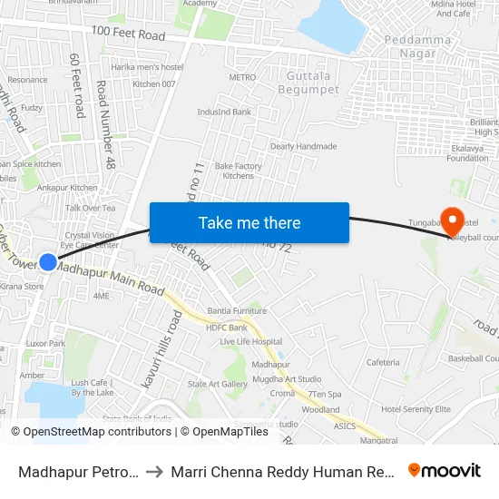 Madhapur Petrol Pump Twd Koti to Marri Chenna Reddy Human Resources Development Institute map