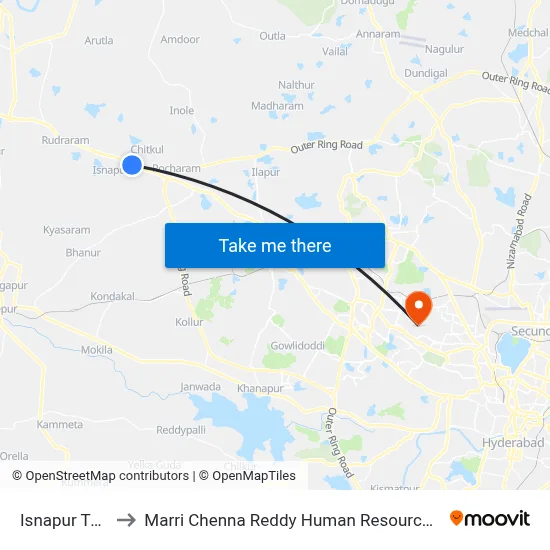 Isnapur Twd Mgbs to Marri Chenna Reddy Human Resources Development Institute map