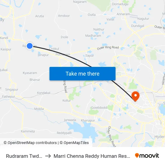 Rudraram Twd Patancheruvu to Marri Chenna Reddy Human Resources Development Institute map