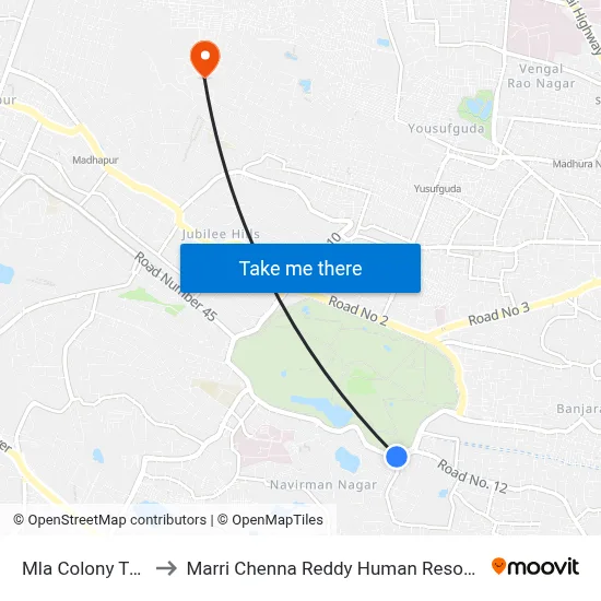 Mla Colony Twd Kondapur to Marri Chenna Reddy Human Resources Development Institute map