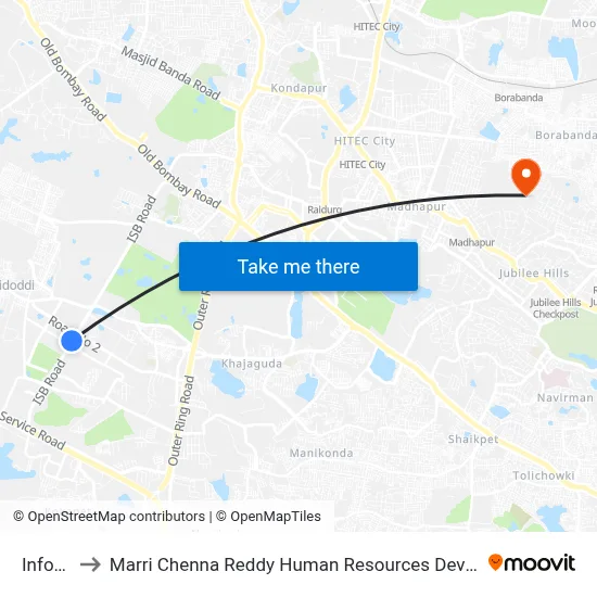 Infotech to Marri Chenna Reddy Human Resources Development Institute map