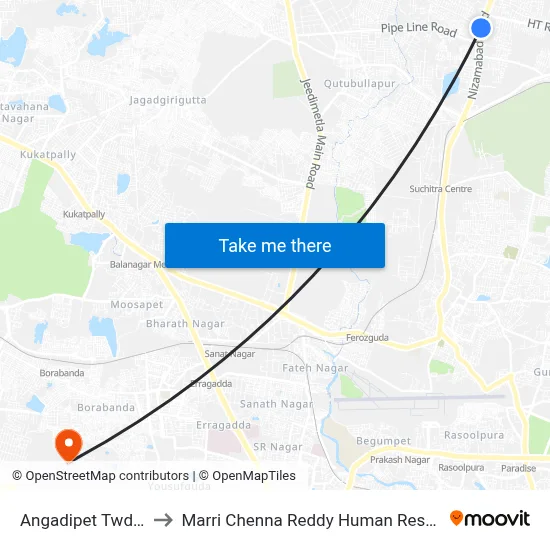 Angadipet Twd Secunderabad to Marri Chenna Reddy Human Resources Development Institute map