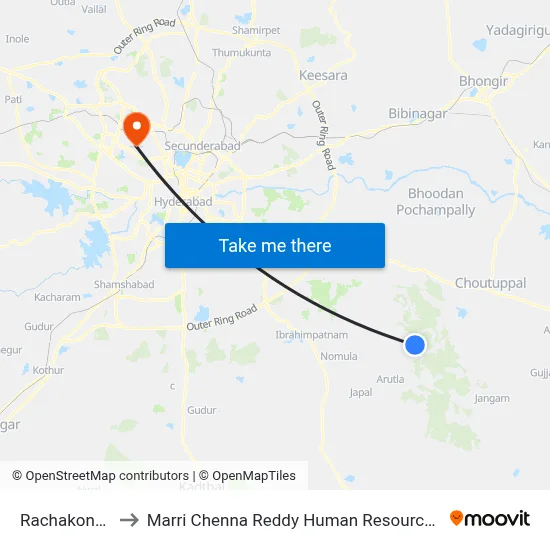 Rachakonda Tanda to Marri Chenna Reddy Human Resources Development Institute map