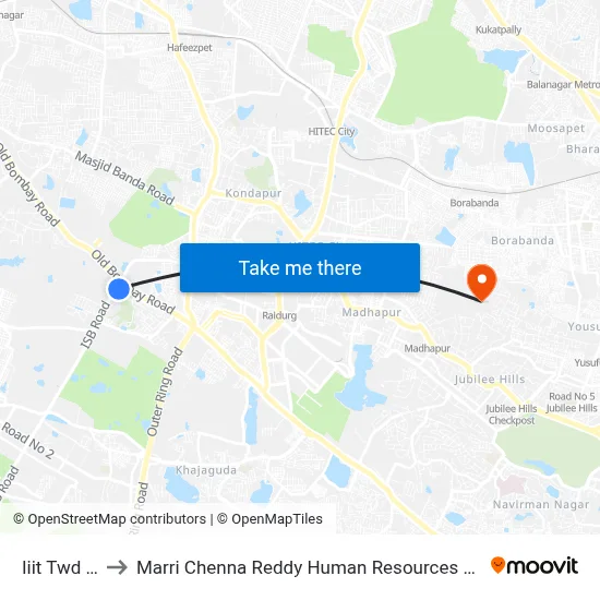 Iiit Twd Wipro to Marri Chenna Reddy Human Resources Development Institute map