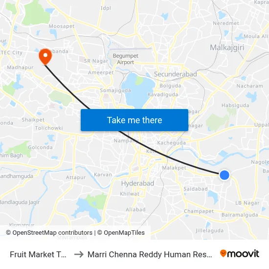 Fruit Market Twd Hayatnagar to Marri Chenna Reddy Human Resources Development Institute map