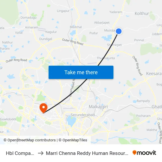 Hbl Company-Aliabad to Marri Chenna Reddy Human Resources Development Institute map