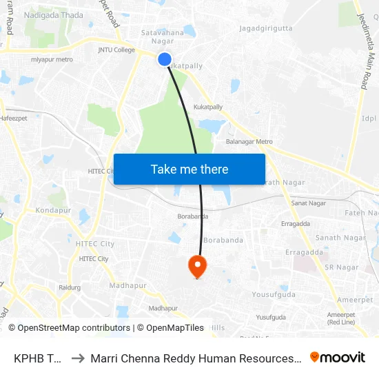KPHB Twd Koti to Marri Chenna Reddy Human Resources Development Institute map