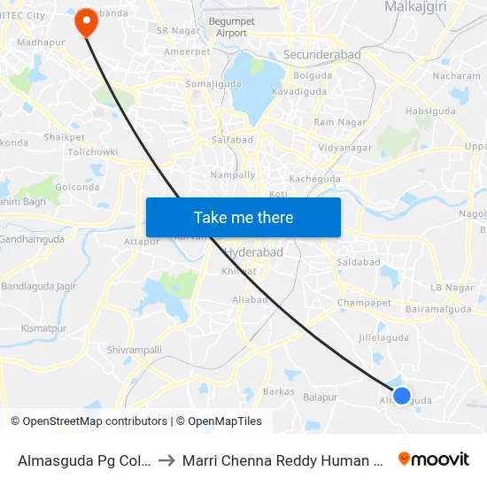 Almasguda Pg College Twd Almasguda to Marri Chenna Reddy Human Resources Development Institute map