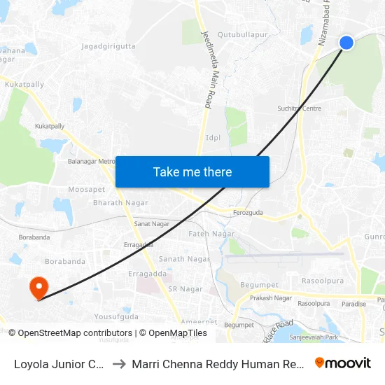 Loyola Junior College Twd Alwal to Marri Chenna Reddy Human Resources Development Institute map