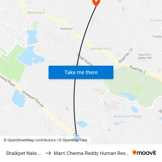 Shaikpet Nala Twd Gachibowli to Marri Chenna Reddy Human Resources Development Institute map