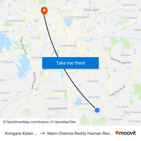 Kongara Kalan Twd Yeliminedu to Marri Chenna Reddy Human Resources Development Institute map