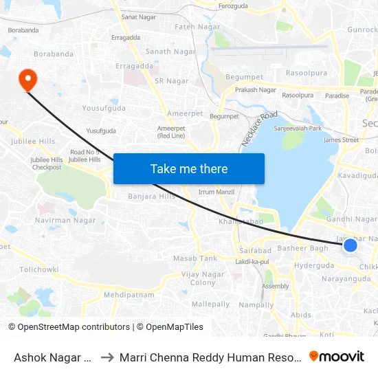 Ashok Nagar Park Twd Koti to Marri Chenna Reddy Human Resources Development Institute map