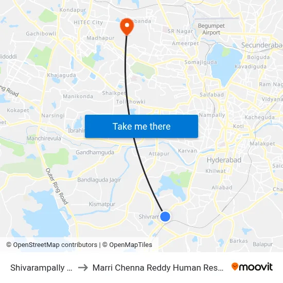 Shivarampally Twd Aramgarh to Marri Chenna Reddy Human Resources Development Institute map