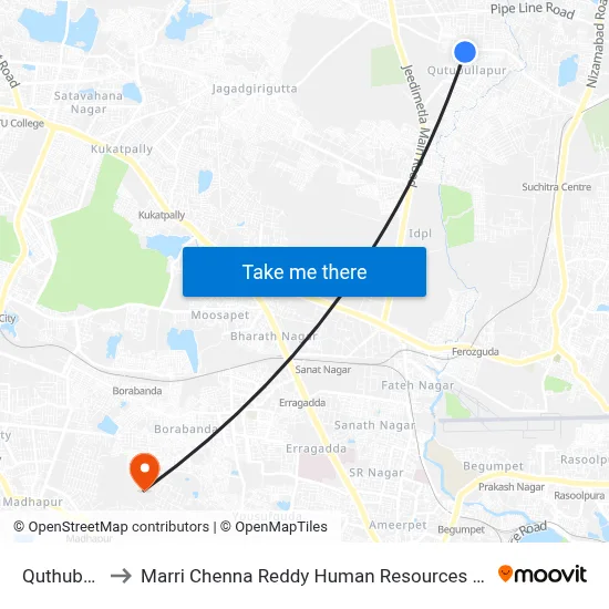 Quthubullapur to Marri Chenna Reddy Human Resources Development Institute map