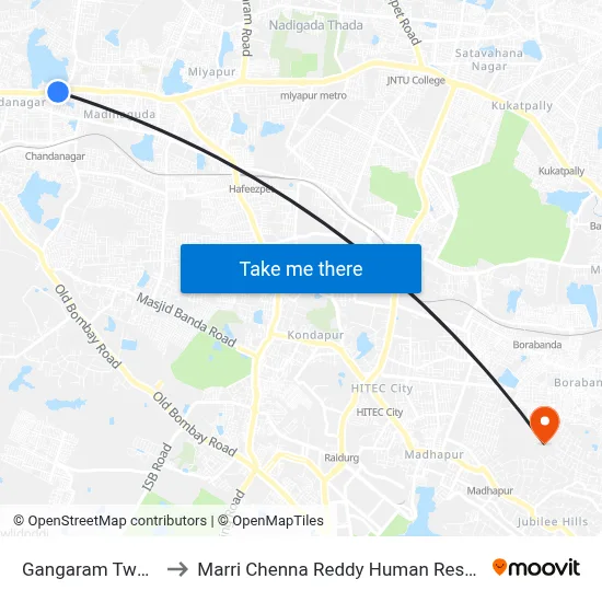 Gangaram Twd Patancheruvu to Marri Chenna Reddy Human Resources Development Institute map