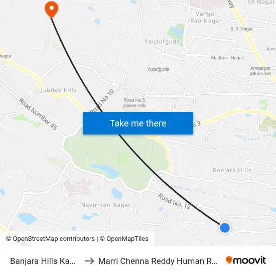 Banjara Hills Kaman Twd Kondapur to Marri Chenna Reddy Human Resources Development Institute map