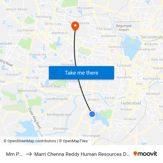 Mm Pahadi to Marri Chenna Reddy Human Resources Development Institute map