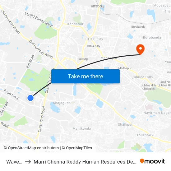 Waverock to Marri Chenna Reddy Human Resources Development Institute map