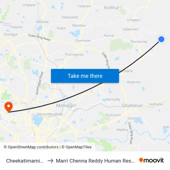 Cheekatimamidi Twd Jalalpur to Marri Chenna Reddy Human Resources Development Institute map