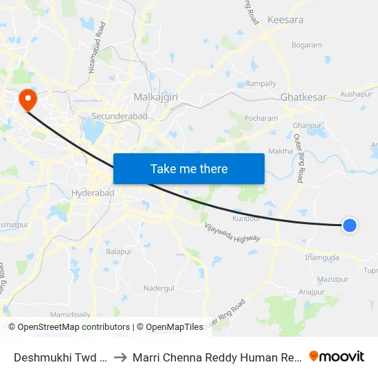 Deshmukhi Twd Sai Brundavanam to Marri Chenna Reddy Human Resources Development Institute map