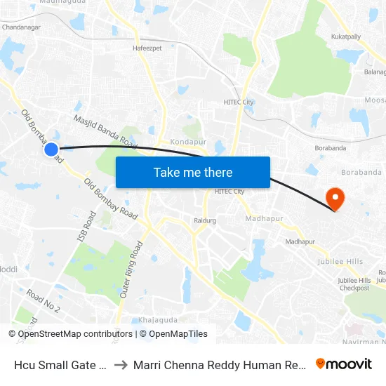 Hcu Small Gate Twd Lingampally to Marri Chenna Reddy Human Resources Development Institute map