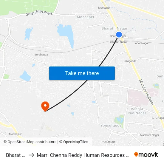 Bharat Nagar to Marri Chenna Reddy Human Resources Development Institute map