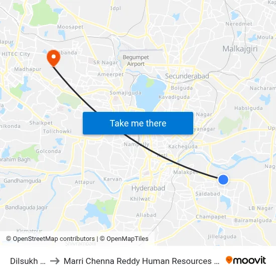 Dilsukh Nagar to Marri Chenna Reddy Human Resources Development Institute map