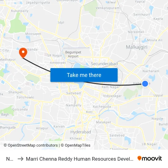 NGRI to Marri Chenna Reddy Human Resources Development Institute map