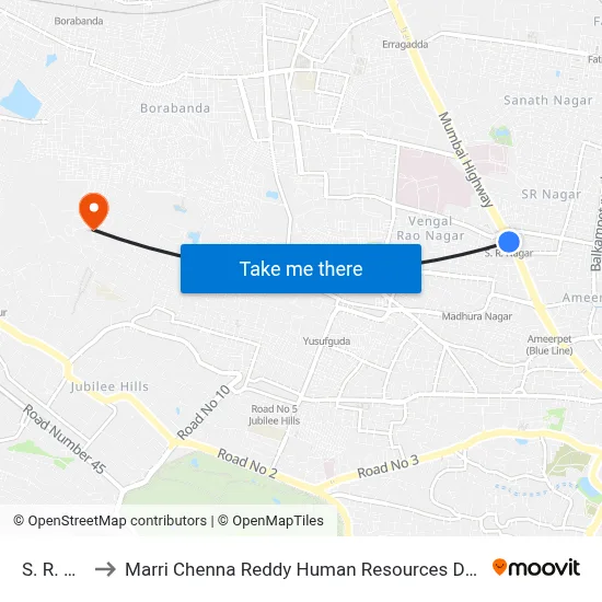 S. R. Nagar to Marri Chenna Reddy Human Resources Development Institute map