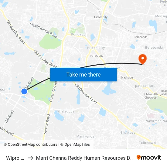 Wipro Circle to Marri Chenna Reddy Human Resources Development Institute map