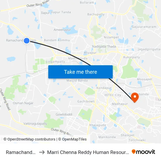 Ramachandrapuram Ts to Marri Chenna Reddy Human Resources Development Institute map