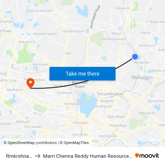 Rmkrshnaprm Gte to Marri Chenna Reddy Human Resources Development Institute map
