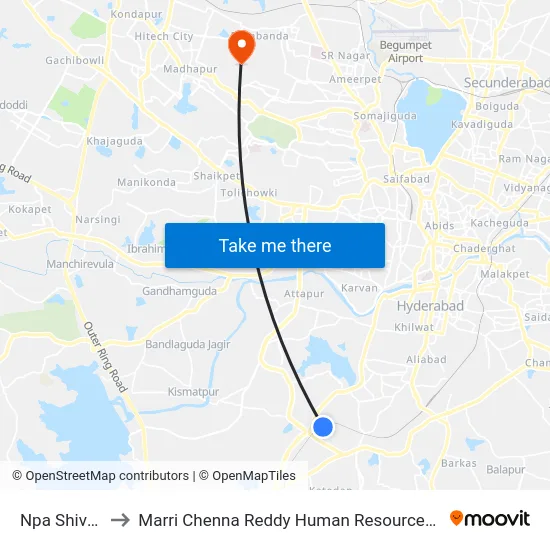 Npa Shivrampalli to Marri Chenna Reddy Human Resources Development Institute map