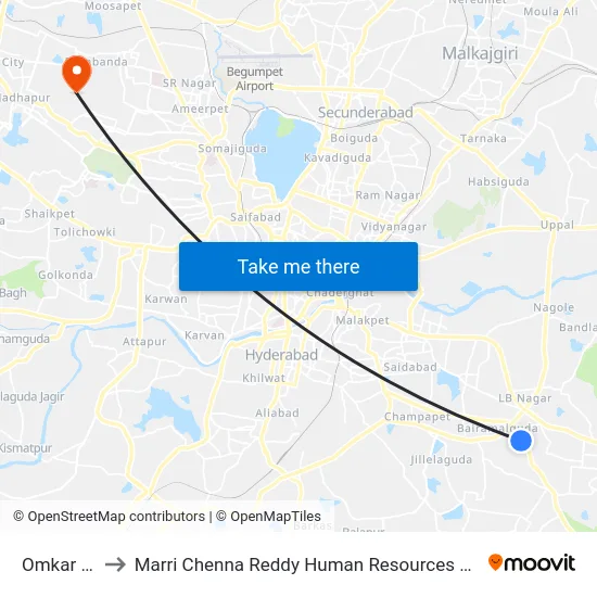 Omkar Nagar to Marri Chenna Reddy Human Resources Development Institute map
