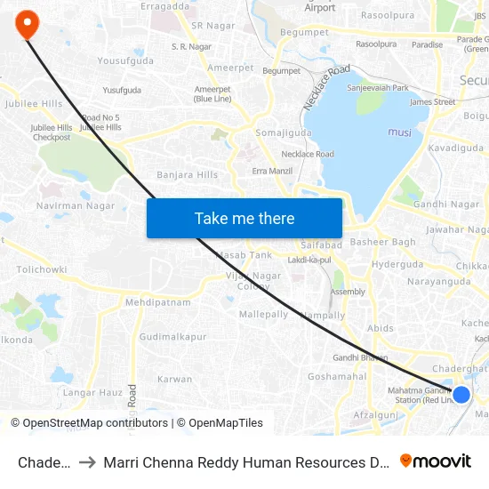 Chaderghat to Marri Chenna Reddy Human Resources Development Institute map