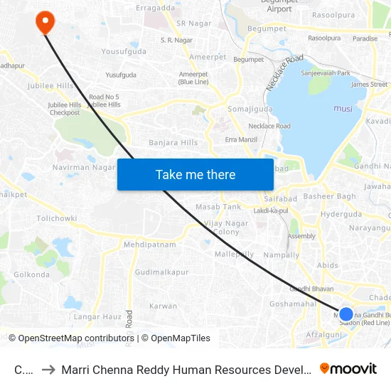 C.B.S to Marri Chenna Reddy Human Resources Development Institute map