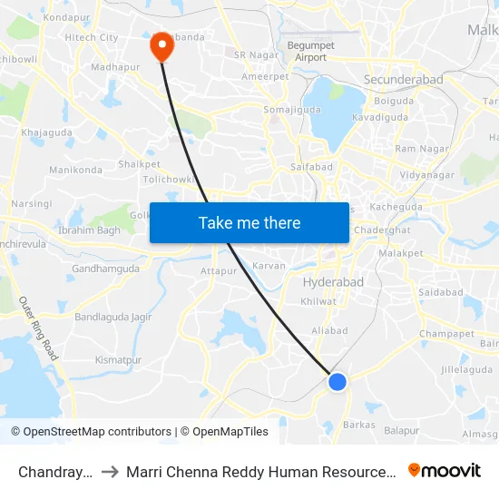 Chandrayangutta to Marri Chenna Reddy Human Resources Development Institute map